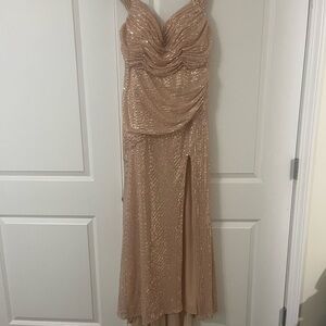 Elegant Sequin Evening Gown - Gold